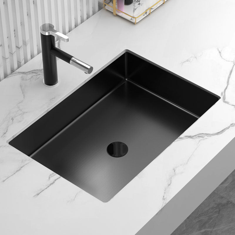 Contemporary Bathroom Sink Metal Rectangular Undermount Bathroom Sink with Pop-Up Drain Clearhalo 'Bathroom Remodel & Bathroom Fixtures' 'Bathroom Sinks & Faucet Components' 'Bathroom Sinks' 'bathroom_sink' 'Home Improvement' 'home_improvement' 'home_improvement_bathroom_sink' 6541143