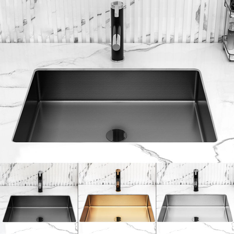 Contemporary Bathroom Sink Metal Rectangular Undermount Bathroom Sink with Pop-Up Drain Clearhalo 'Bathroom Remodel & Bathroom Fixtures' 'Bathroom Sinks & Faucet Components' 'Bathroom Sinks' 'bathroom_sink' 'Home Improvement' 'home_improvement' 'home_improvement_bathroom_sink' 6541146