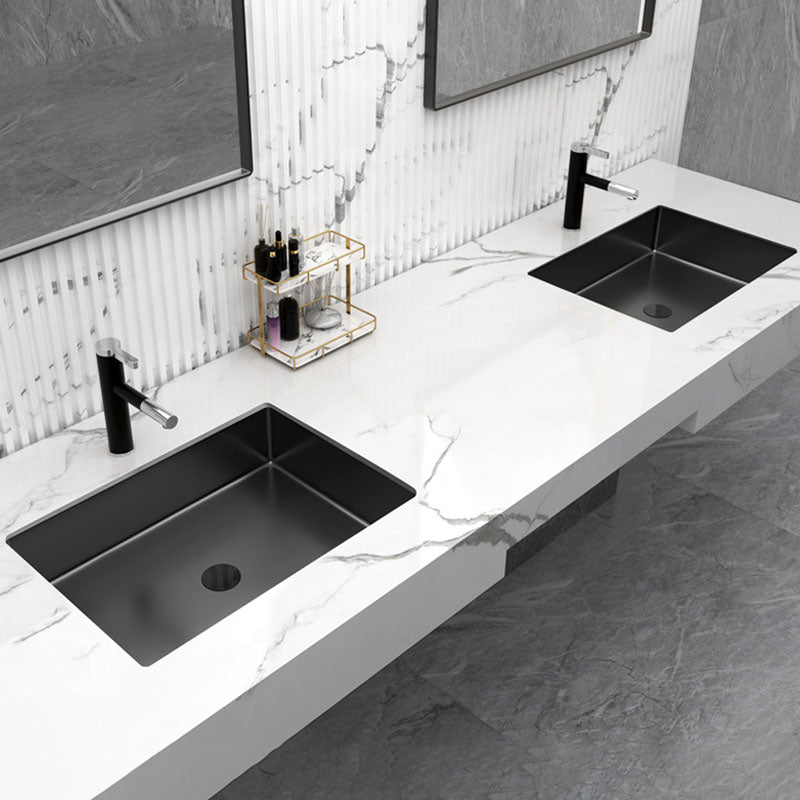 Contemporary Bathroom Sink Metal Rectangular Undermount Bathroom Sink with Pop-Up Drain Clearhalo 'Bathroom Remodel & Bathroom Fixtures' 'Bathroom Sinks & Faucet Components' 'Bathroom Sinks' 'bathroom_sink' 'Home Improvement' 'home_improvement' 'home_improvement_bathroom_sink' 6541150