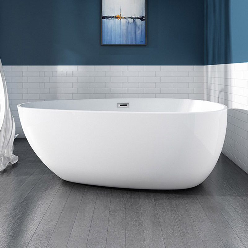 Polished Finish Acrylic Oval Bath Tub Soaking Stand Alone Tub with Drain White Clearhalo 'Bathroom Remodel & Bathroom Fixtures' 'Bathtubs' 'Home Improvement' 'home_improvement' 'home_improvement_bathtubs' 'Showers & Bathtubs' 6542202