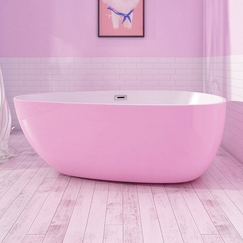 Polished Finish Acrylic Oval Bath Tub Soaking Stand Alone Tub with Drain Pink Clearhalo 'Bathroom Remodel & Bathroom Fixtures' 'Bathtubs' 'Home Improvement' 'home_improvement' 'home_improvement_bathtubs' 'Showers & Bathtubs' 6542207