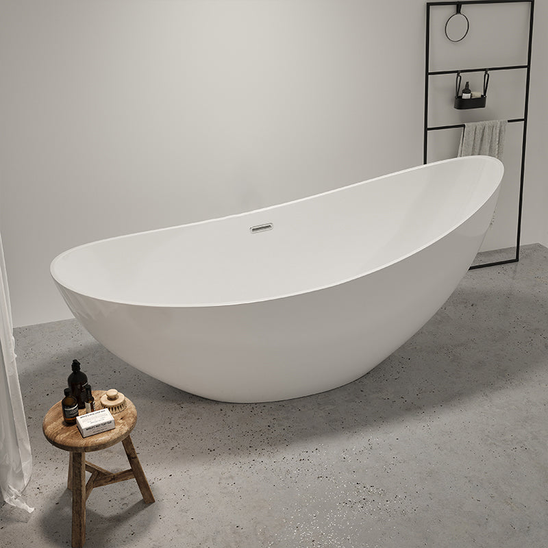 Contemporary White Acrylic Oval Bathtub Soaking Freestanding Tub Tub Clearhalo 'Bathroom Remodel & Bathroom Fixtures' 'Bathtubs' 'Home Improvement' 'home_improvement' 'home_improvement_bathtubs' 'Showers & Bathtubs' 6542303