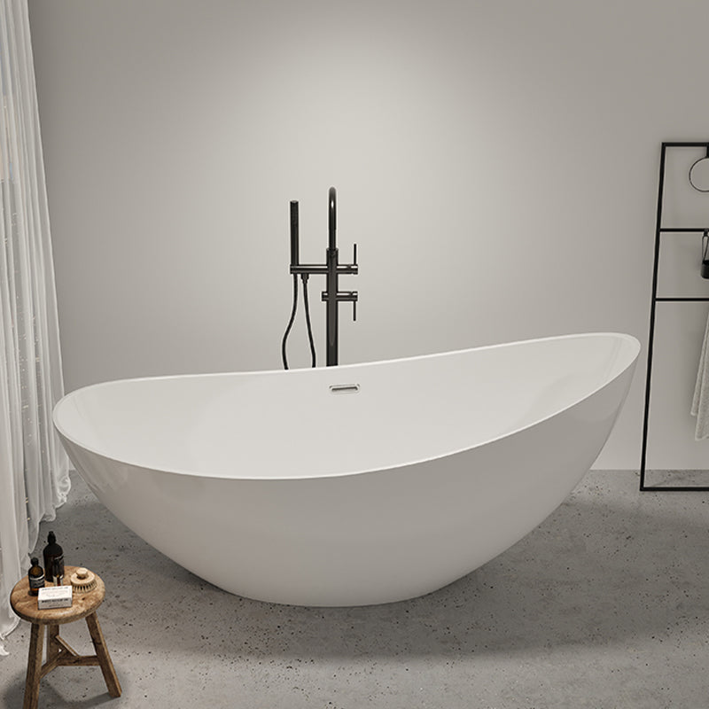 Contemporary White Acrylic Oval Bathtub Soaking Freestanding Tub Clearhalo 'Bathroom Remodel & Bathroom Fixtures' 'Bathtubs' 'Home Improvement' 'home_improvement' 'home_improvement_bathtubs' 'Showers & Bathtubs' 6542313