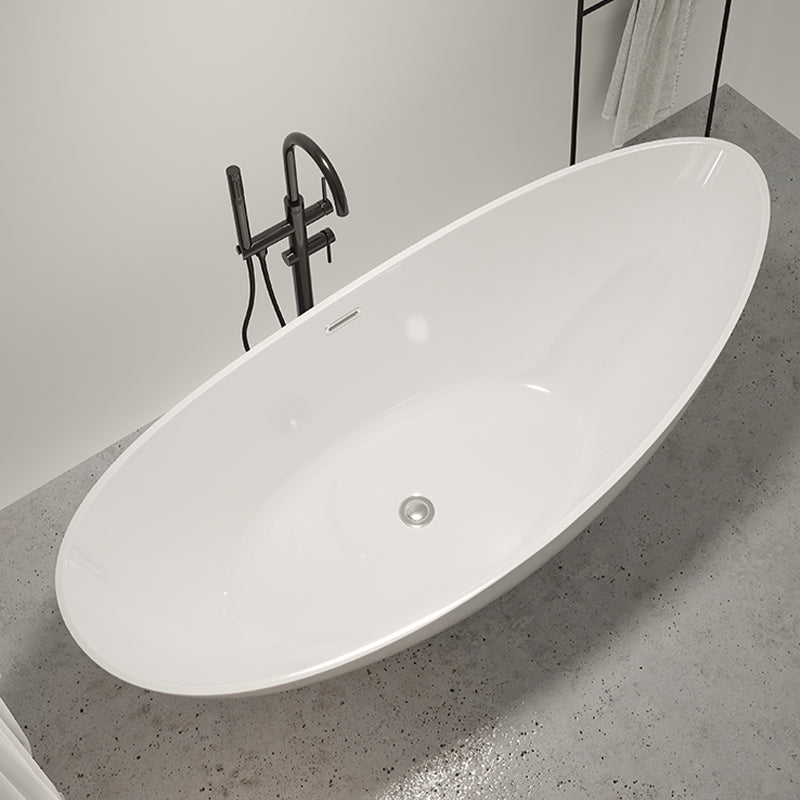 Contemporary White Acrylic Oval Bathtub Soaking Freestanding Tub Clearhalo 'Bathroom Remodel & Bathroom Fixtures' 'Bathtubs' 'Home Improvement' 'home_improvement' 'home_improvement_bathtubs' 'Showers & Bathtubs' 6542314