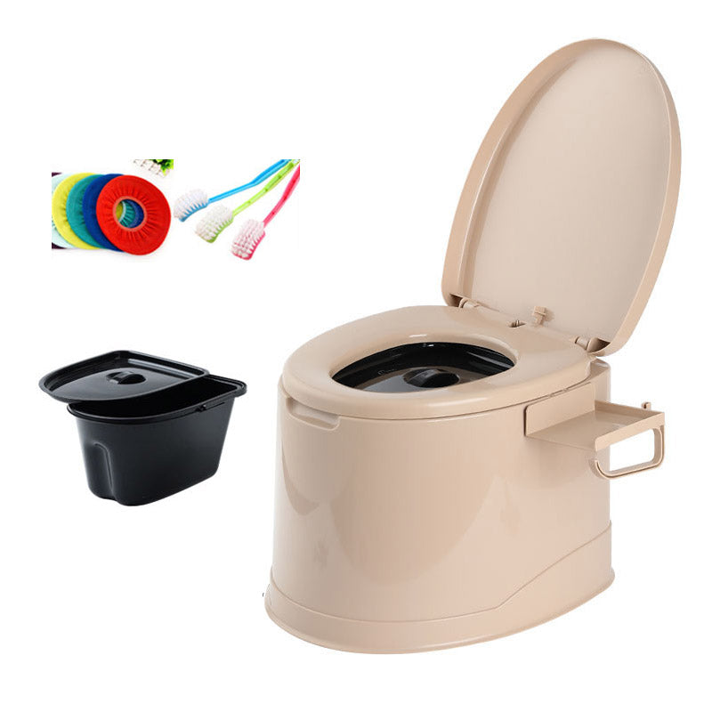 Floor Mounted All-In-One Toilet Contemporary Plastic Flush Toilet Khaki Antiskid Solid Barrel Clearhalo 'Bathroom Remodel & Bathroom Fixtures' 'Home Improvement' 'home_improvement' 'home_improvement_toilets' 'Toilets & Bidets' 'Toilets' 6542486