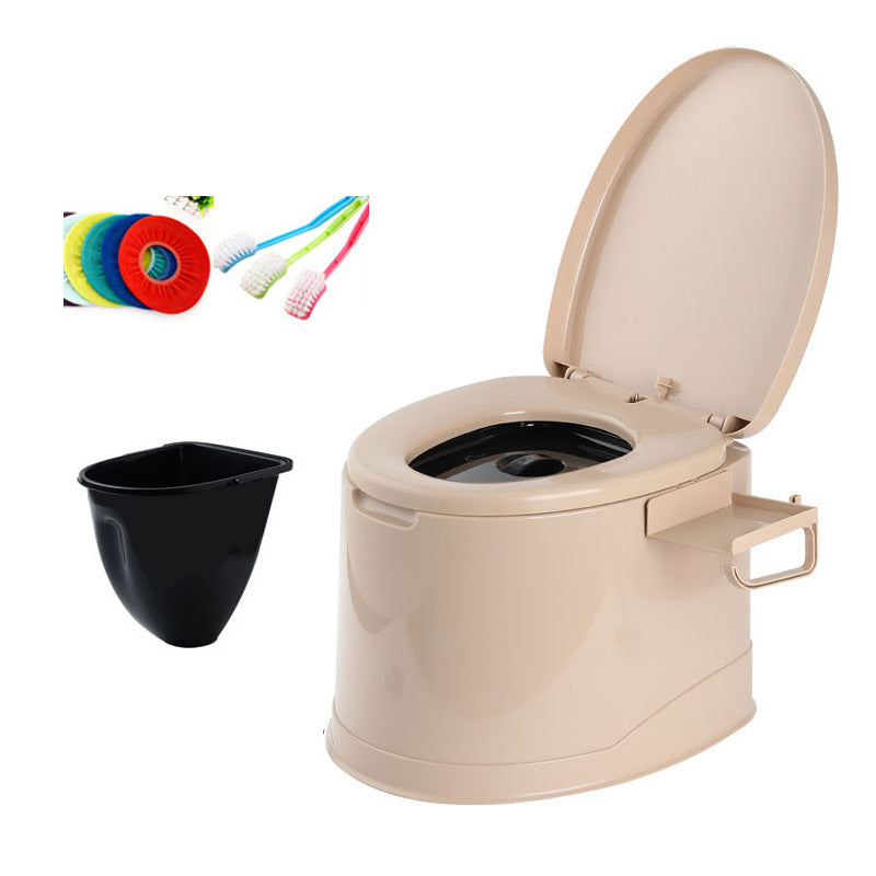Floor Mounted All-In-One Toilet Contemporary Plastic Flush Toilet Khaki Antiskid Hollow Barrel Clearhalo 'Bathroom Remodel & Bathroom Fixtures' 'Home Improvement' 'home_improvement' 'home_improvement_toilets' 'Toilets & Bidets' 'Toilets' 6542488