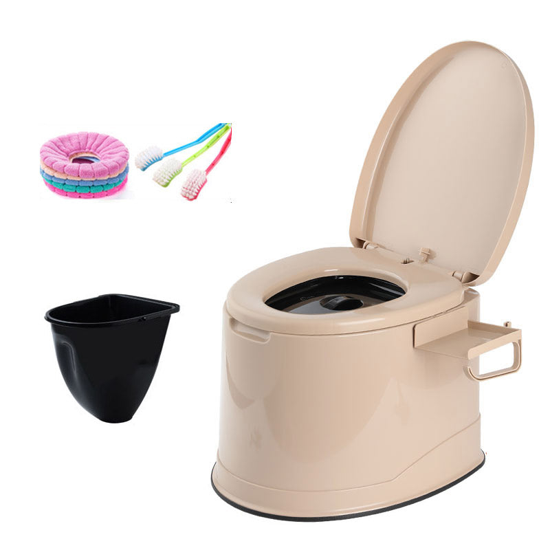 Floor Mounted All-In-One Toilet Contemporary Plastic Flush Toilet Khaki Upgrading Antiskid Hollow Barrel Clearhalo 'Bathroom Remodel & Bathroom Fixtures' 'Home Improvement' 'home_improvement' 'home_improvement_toilets' 'Toilets & Bidets' 'Toilets' 6542496