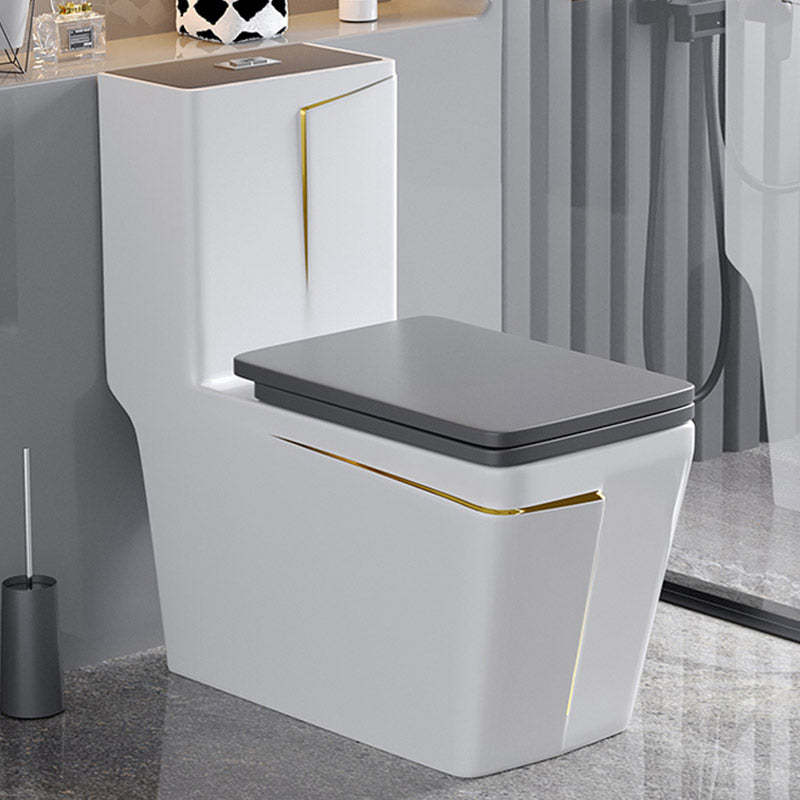 Skirted Traditional Flush Toilet Floor Mount One-Piece Toilet with Slow Close Seat 13"L x 27"W x 30"H Grey/ Gold 12" Clearhalo 'Bathroom Remodel & Bathroom Fixtures' 'Home Improvement' 'home_improvement' 'home_improvement_toilets' 'Toilets & Bidets' 'Toilets' 6542611