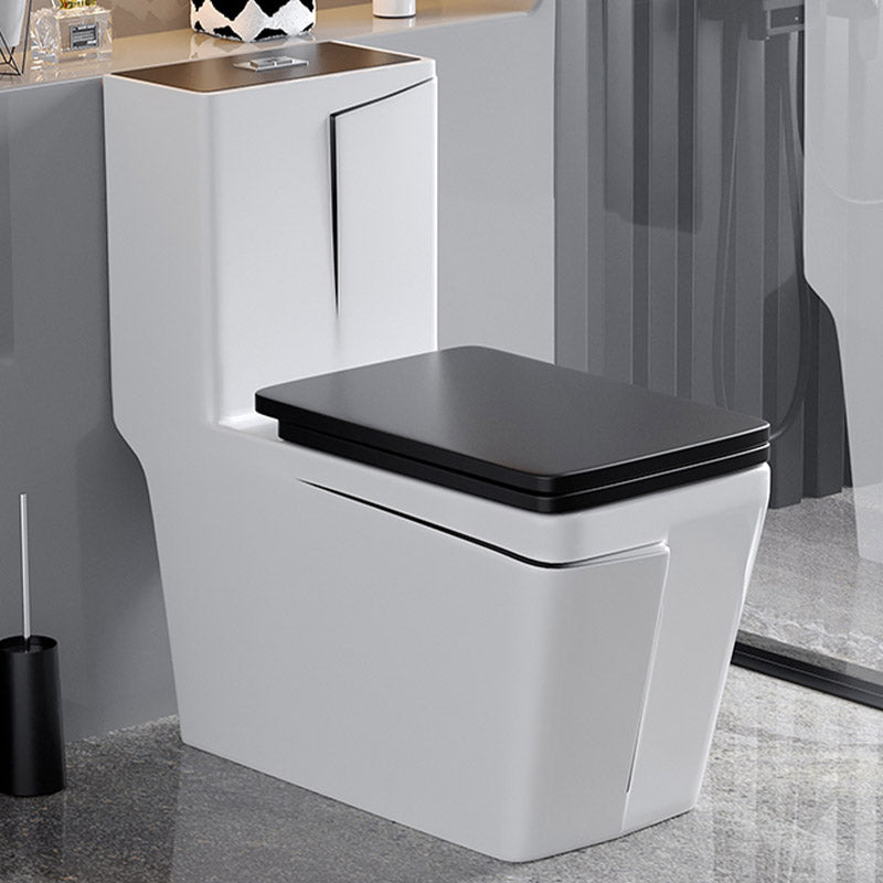 Skirted Traditional Flush Toilet Floor Mount One-Piece Toilet with Slow Close Seat 13"L x 27"W x 30"H Black/ White Clearhalo 'Bathroom Remodel & Bathroom Fixtures' 'Home Improvement' 'home_improvement' 'home_improvement_toilets' 'Toilets & Bidets' 'Toilets' 6542612