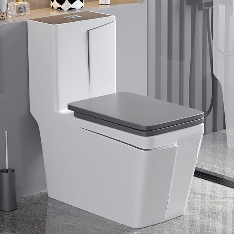 Skirted Traditional Flush Toilet Floor Mount One-Piece Toilet with Slow Close Seat 13"L x 27"W x 30"H Gray/ White Clearhalo 'Bathroom Remodel & Bathroom Fixtures' 'Home Improvement' 'home_improvement' 'home_improvement_toilets' 'Toilets & Bidets' 'Toilets' 6542616