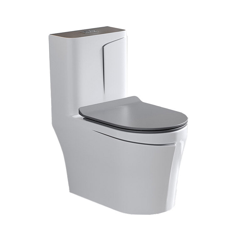 Skirted Traditional Flush Toilet Floor Mount One-Piece Toilet with Slow Close Seat 15"L x 27"W x 30"H Gray/ White Clearhalo 'Bathroom Remodel & Bathroom Fixtures' 'Home Improvement' 'home_improvement' 'home_improvement_toilets' 'Toilets & Bidets' 'Toilets' 6542627