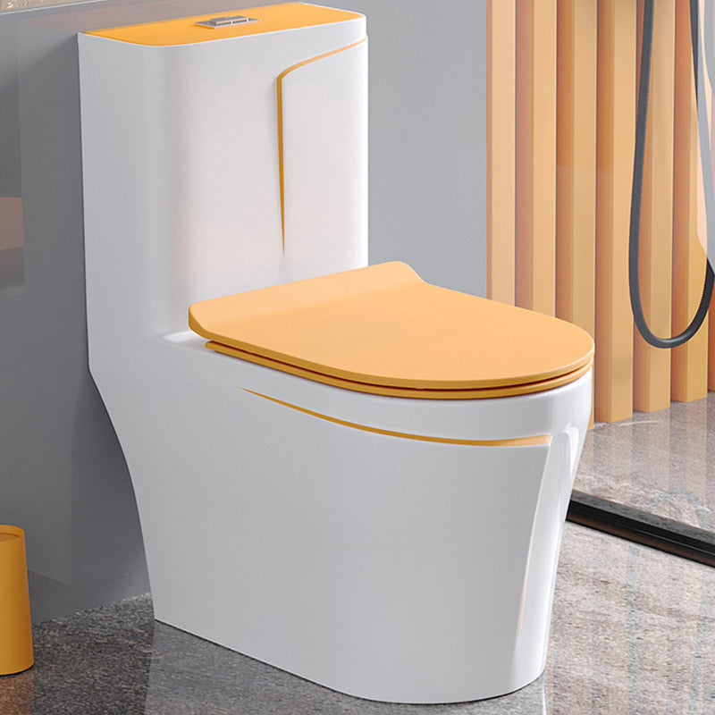Skirted Traditional Flush Toilet Floor Mount One-Piece Toilet with Slow Close Seat 15"L x 27"W x 30"H White/ Orange 16" Clearhalo 'Bathroom Remodel & Bathroom Fixtures' 'Home Improvement' 'home_improvement' 'home_improvement_toilets' 'Toilets & Bidets' 'Toilets' 6542631