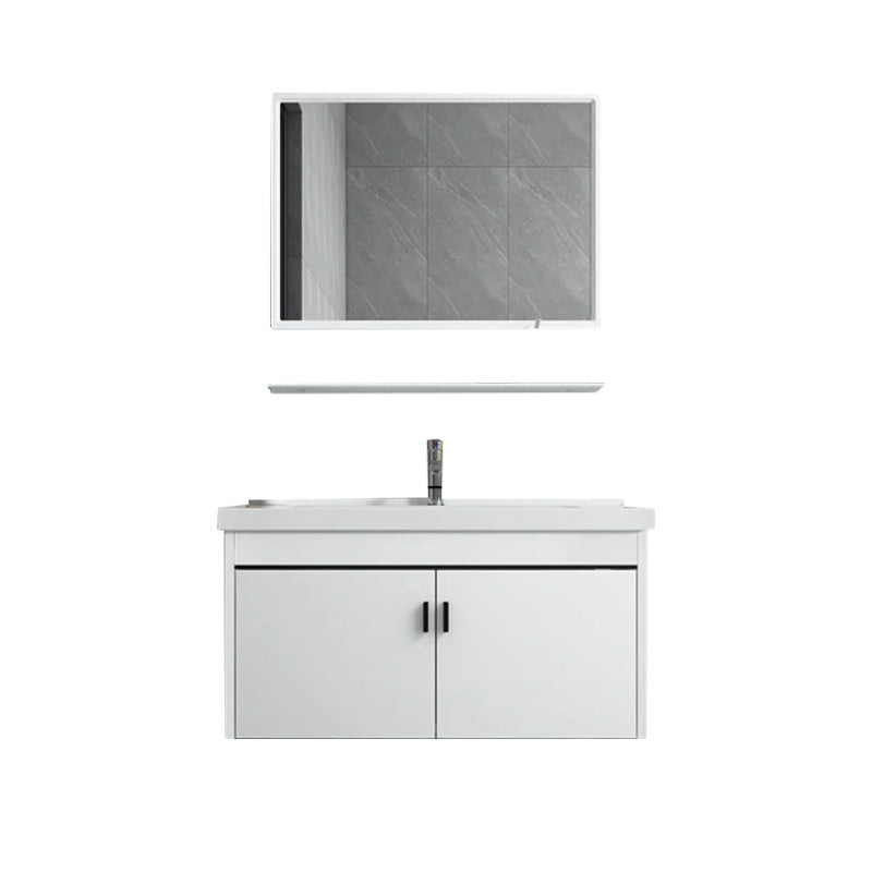 Wall-mounted Bathroom Vanity Modern Single-Sink Space Saver Vanity Vanity & Faucet & Mirrors White Clearhalo 'Bathroom Remodel & Bathroom Fixtures' 'Bathroom Vanities' 'bathroom_vanities' 'Home Improvement' 'home_improvement' 'home_improvement_bathroom_vanities' 6545555