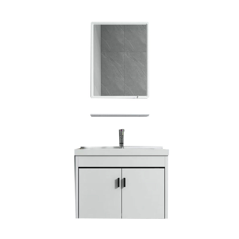 Wall-mounted Bathroom Vanity Modern Single-Sink Space Saver Vanity Vanity & Faucet & Mirrors 20"L x 14"W x 17"H White Clearhalo 'Bathroom Remodel & Bathroom Fixtures' 'Bathroom Vanities' 'bathroom_vanities' 'Home Improvement' 'home_improvement' 'home_improvement_bathroom_vanities' 6545557