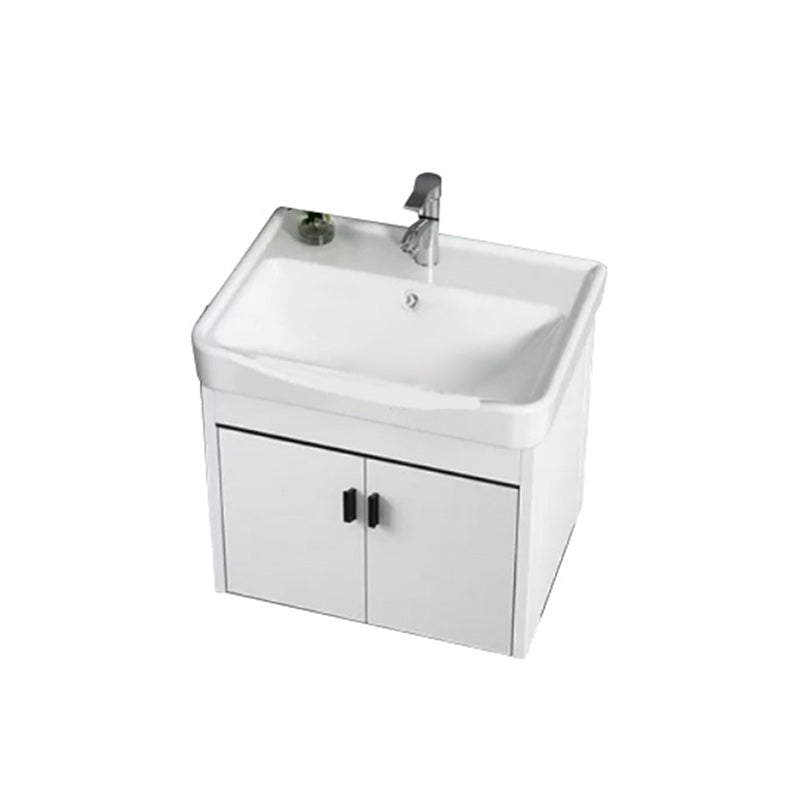 Wall-mounted Bathroom Vanity Modern Single-Sink Space Saver Vanity Vanity & Faucet 20"L x 14"W x 17"H White Clearhalo 'Bathroom Remodel & Bathroom Fixtures' 'Bathroom Vanities' 'bathroom_vanities' 'Home Improvement' 'home_improvement' 'home_improvement_bathroom_vanities' 6545569