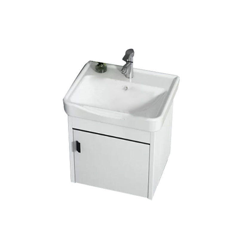 Wall-mounted Bathroom Vanity Modern Single-Sink Space Saver Vanity Vanity & Faucet 17"L x 14"W x 17"H White Clearhalo 'Bathroom Remodel & Bathroom Fixtures' 'Bathroom Vanities' 'bathroom_vanities' 'Home Improvement' 'home_improvement' 'home_improvement_bathroom_vanities' 6545570