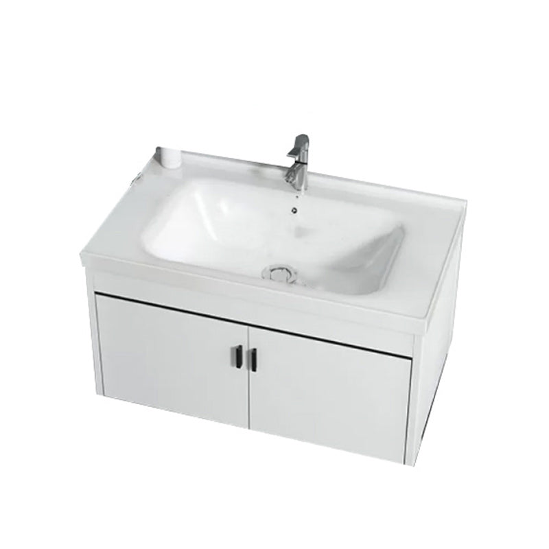 Wall-mounted Bathroom Vanity Modern Single-Sink Space Saver Vanity Vanity & Faucet 32"L x 19"W x 17"H White Clearhalo 'Bathroom Remodel & Bathroom Fixtures' 'Bathroom Vanities' 'bathroom_vanities' 'Home Improvement' 'home_improvement' 'home_improvement_bathroom_vanities' 6545571