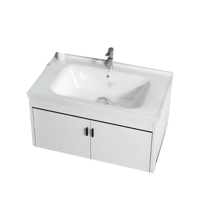 Wall-mounted Bathroom Vanity Modern Single-Sink Space Saver Vanity Vanity & Faucet 28"L x 19"W x 17"H White Clearhalo 'Bathroom Remodel & Bathroom Fixtures' 'Bathroom Vanities' 'bathroom_vanities' 'Home Improvement' 'home_improvement' 'home_improvement_bathroom_vanities' 6545572