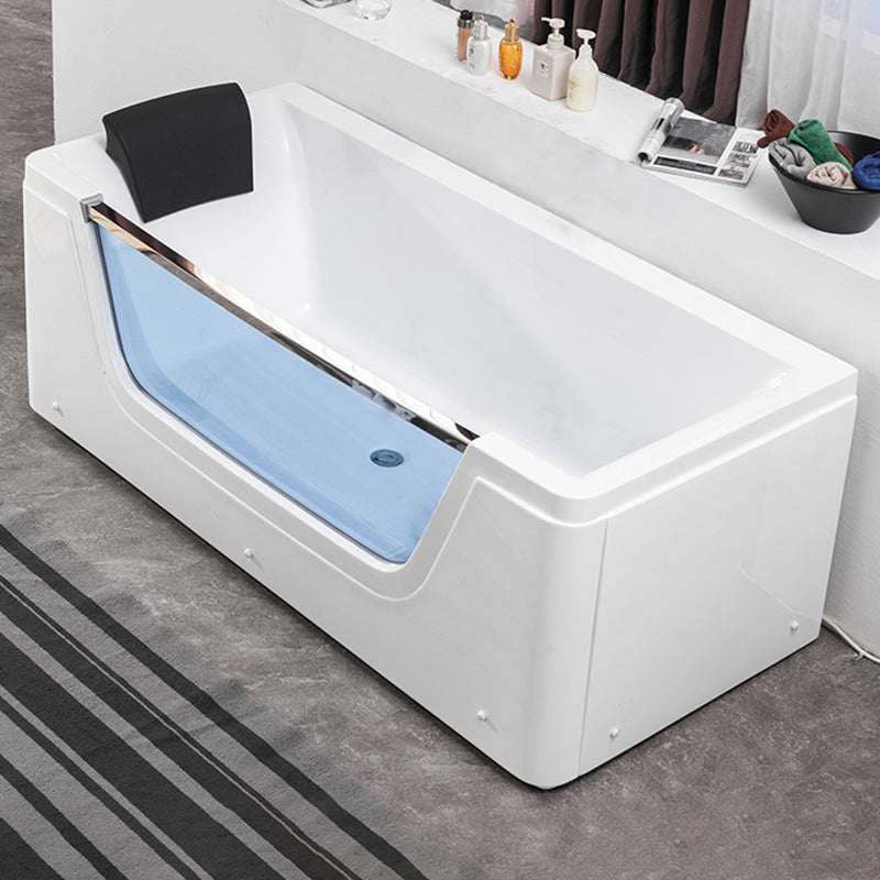 Modern Rectangle Acrylic Bathtub Back to Wall with Massage Device and Drain Bath Tub Tub Only Tub Clearhalo 'Bathroom Remodel & Bathroom Fixtures' 'Bathtubs' 'Home Improvement' 'home_improvement' 'home_improvement_bathtubs' 'Showers & Bathtubs' 6548272