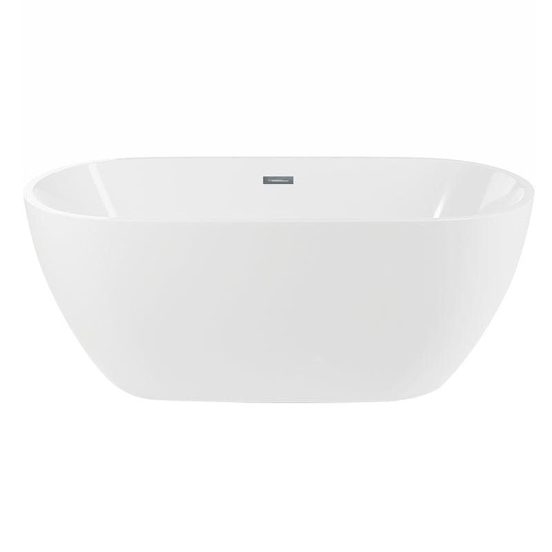 White Oval Bathtub with Drain Acrylic Soaking Freestanding Tub Clearhalo 'Bathroom Remodel & Bathroom Fixtures' 'Bathtubs' 'Home Improvement' 'home_improvement' 'home_improvement_bathtubs' 'Showers & Bathtubs' 6548375