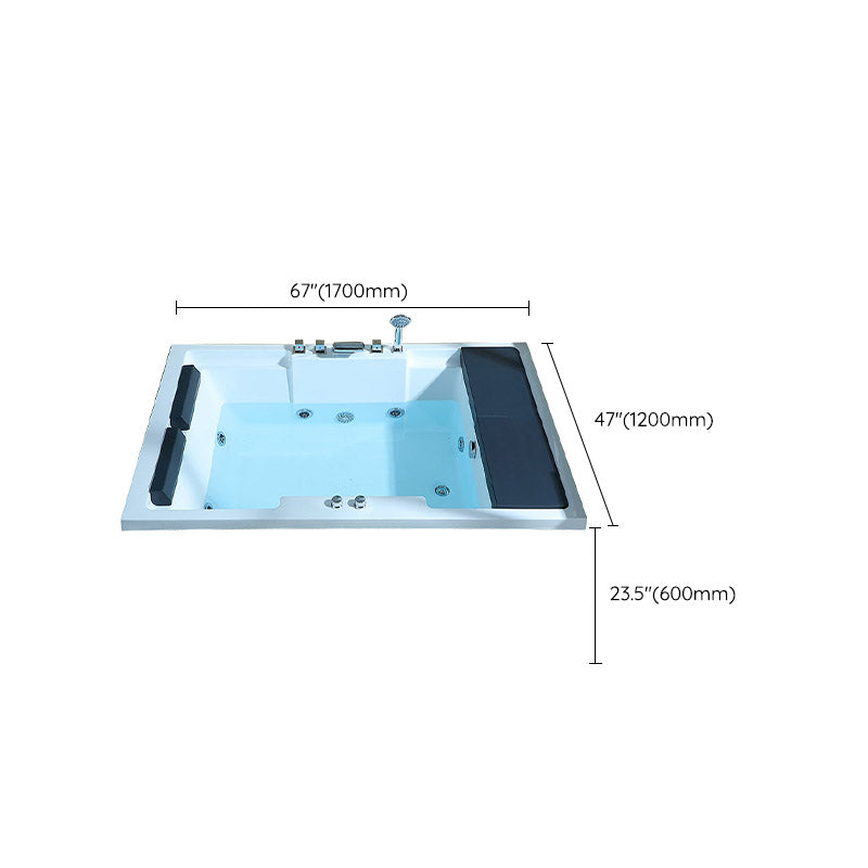 White Acrylic Rectangular Bathtub Contemporary Drop-in Tub with Internal Drain Clearhalo 'Bathroom Remodel & Bathroom Fixtures' 'Bathtubs' 'Home Improvement' 'home_improvement' 'home_improvement_bathtubs' 'Showers & Bathtubs' 6548486