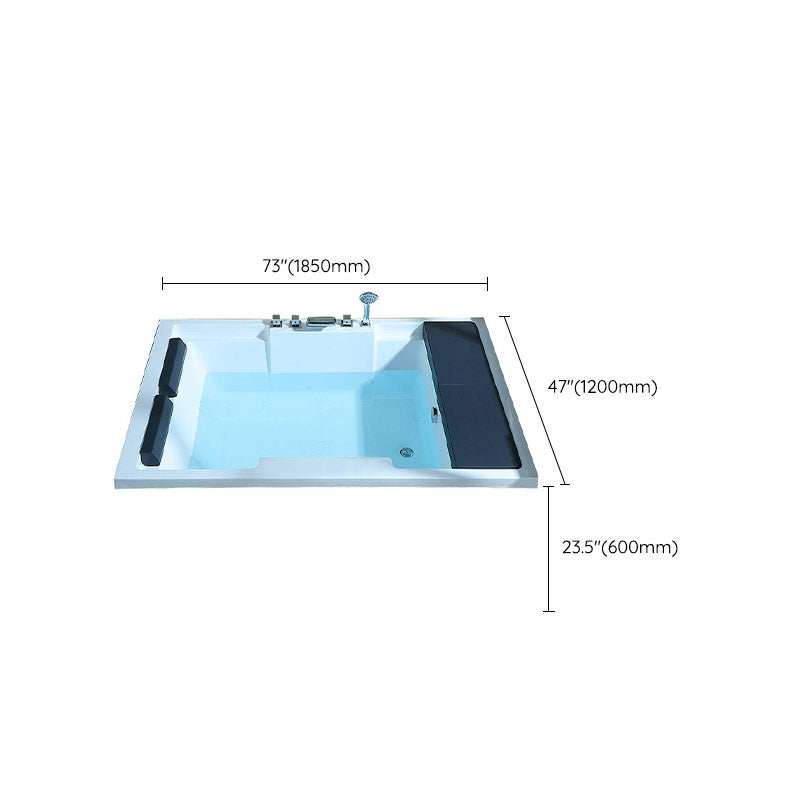 White Acrylic Rectangular Bathtub Contemporary Drop-in Tub with Internal Drain Clearhalo 'Bathroom Remodel & Bathroom Fixtures' 'Bathtubs' 'Home Improvement' 'home_improvement' 'home_improvement_bathtubs' 'Showers & Bathtubs' 6548489