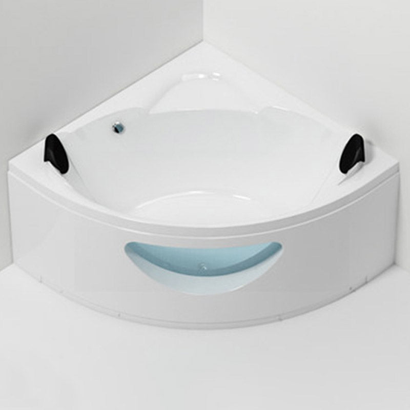 Corner Acrylic-Fiberglass Bathtub Modern White Soaking Bath Tub - Clearhalo