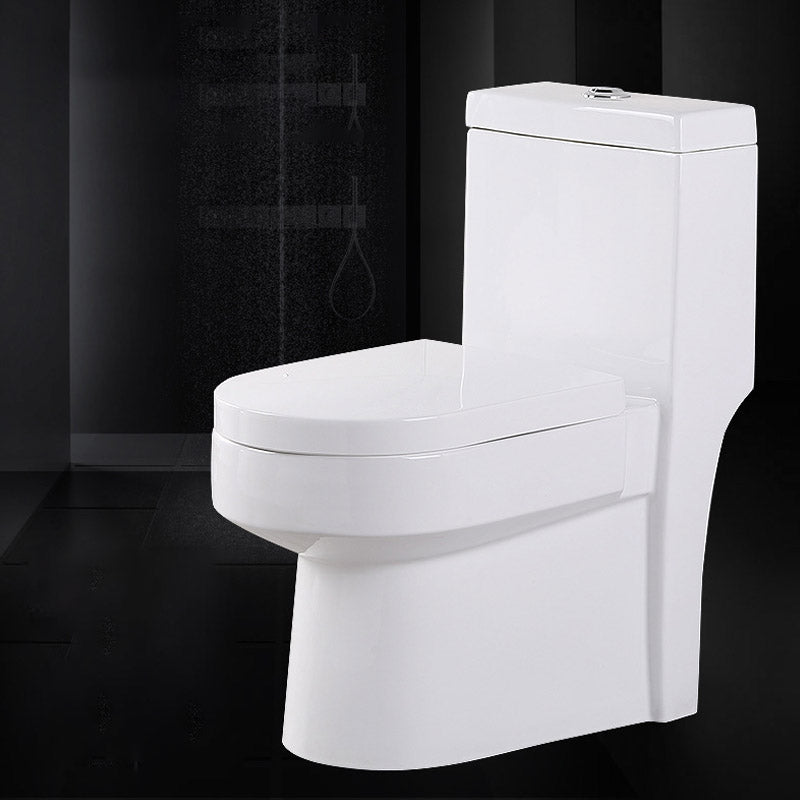 Modern White Flush Toilet Floor Mounted Toilet Bowl with Slow Close Seat for Washroom 14"L x 24"W x 28"H Clearhalo 'Bathroom Remodel & Bathroom Fixtures' 'Home Improvement' 'home_improvement' 'home_improvement_toilets' 'Toilets & Bidets' 'Toilets' 6549055