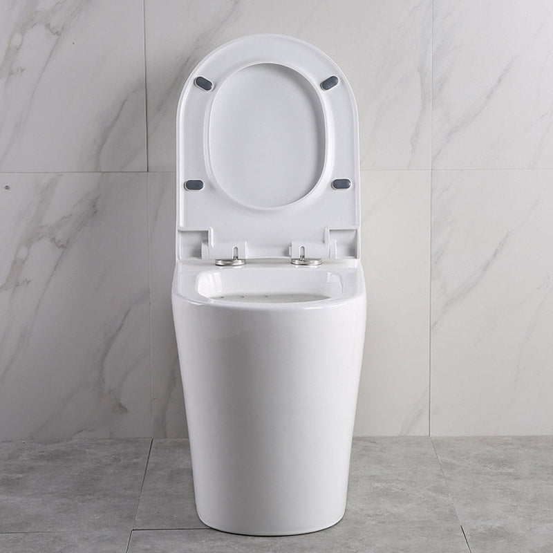 Modern White Flush Toilet Floor Mounted Toilet Bowl with Slow Close Seat for Washroom Clearhalo 'Bathroom Remodel & Bathroom Fixtures' 'Home Improvement' 'home_improvement' 'home_improvement_toilets' 'Toilets & Bidets' 'Toilets' 6549061