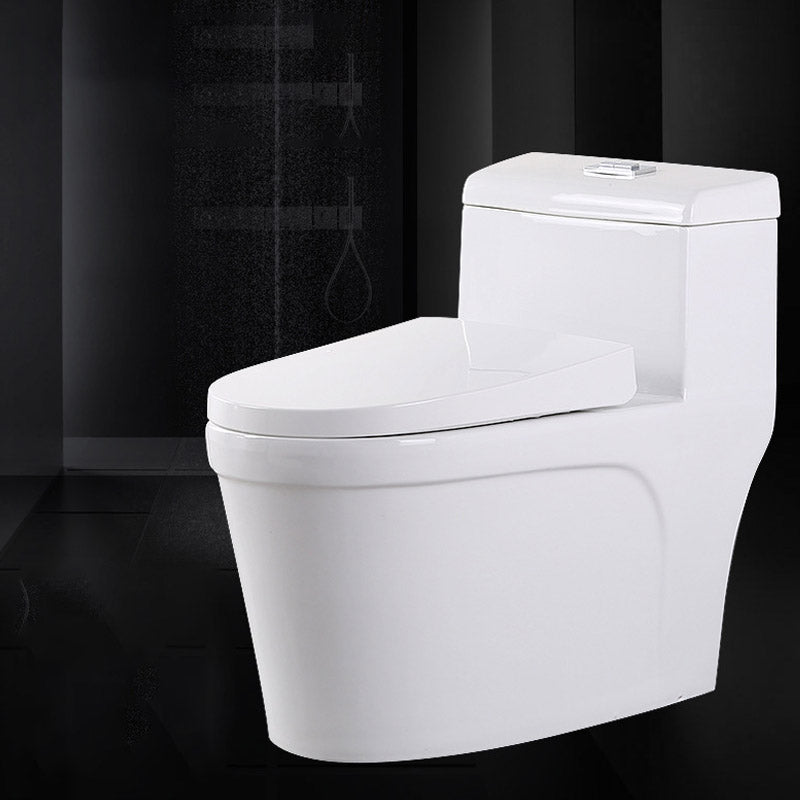Modern White Flush Toilet Floor Mounted Toilet Bowl with Slow Close Seat for Washroom 17"L x 28"W x 25"H Clearhalo 'Bathroom Remodel & Bathroom Fixtures' 'Home Improvement' 'home_improvement' 'home_improvement_toilets' 'Toilets & Bidets' 'Toilets' 6549070