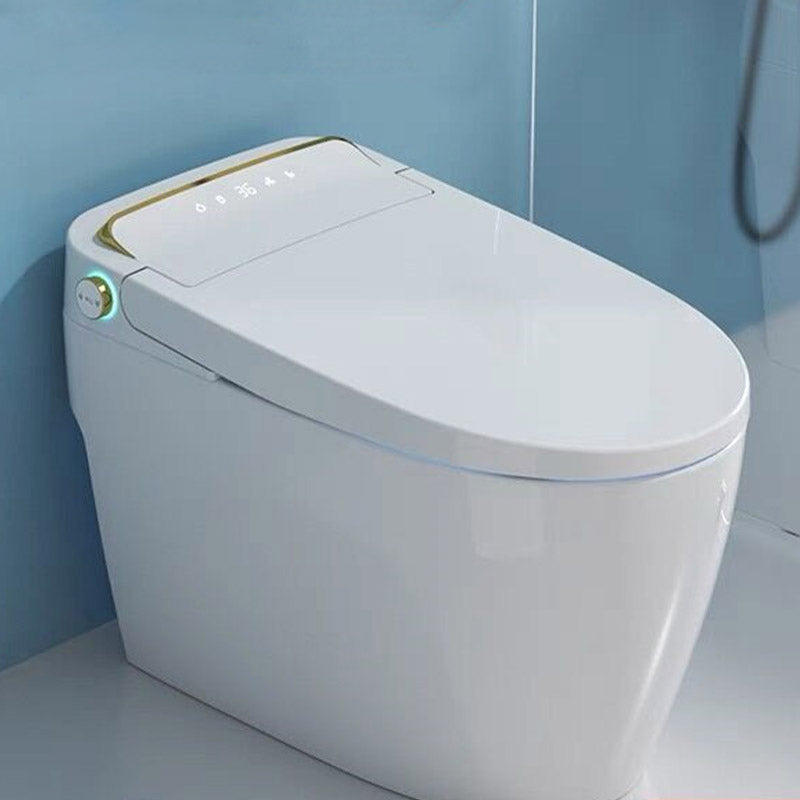 Modern White Concealed Tank Toilet Skirted ABS Floor Mounted Flush Toilet with Seat White 12" Auto Flip Clearhalo 'Bathroom Remodel & Bathroom Fixtures' 'Home Improvement' 'home_improvement' 'home_improvement_toilets' 'Toilets & Bidets' 'Toilets' 6549159