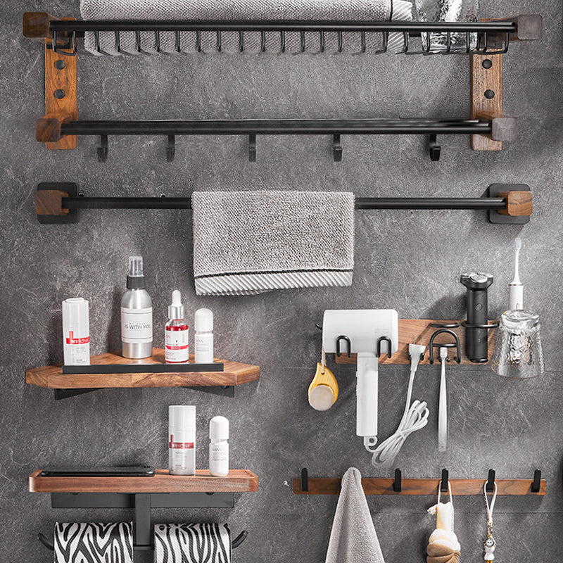 Wood & Aluminum Bath Hardware Set Brown Bathroom Accessory Kit Clearhalo 'Bathroom Hardware Sets' 'Bathroom Hardware' 'Bathroom Remodel & Bathroom Fixtures' 'bathroom_hardware_sets' 'Home Improvement' 'home_improvement' 'home_improvement_bathroom_hardware_sets' 6550513