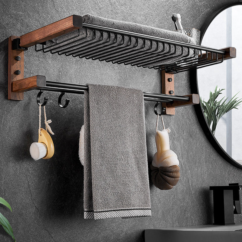 Wood & Aluminum Bath Hardware Set Brown Bathroom Accessory Kit Clearhalo 'Bathroom Hardware Sets' 'Bathroom Hardware' 'Bathroom Remodel & Bathroom Fixtures' 'bathroom_hardware_sets' 'Home Improvement' 'home_improvement' 'home_improvement_bathroom_hardware_sets' 6550534