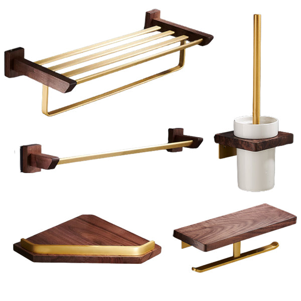 Traditional Bathroom Accessory Kit Bath Shelf Paper Holder Gold Bathroom Set 5-Piece Set (Toilet Paper Holder) Clearhalo 'Bathroom Hardware Sets' 'Bathroom Hardware' 'Bathroom Remodel & Bathroom Fixtures' 'bathroom_hardware_sets' 'Home Improvement' 'home_improvement' 'home_improvement_bathroom_hardware_sets' 6550567