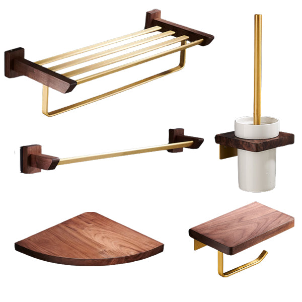 Traditional Bathroom Accessory Kit Bath Shelf Paper Holder Gold Bathroom Set 5-Piece Set (Triangle Bath Shelf) Clearhalo 'Bathroom Hardware Sets' 'Bathroom Hardware' 'Bathroom Remodel & Bathroom Fixtures' 'bathroom_hardware_sets' 'Home Improvement' 'home_improvement' 'home_improvement_bathroom_hardware_sets' 6550569