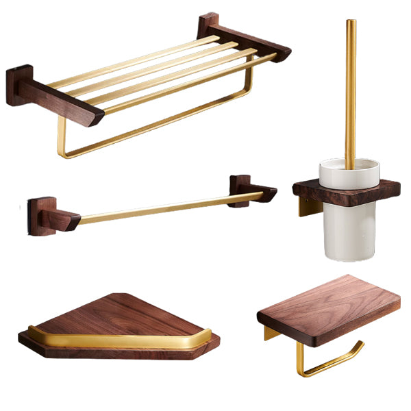 Traditional Bathroom Accessory Kit Bath Shelf Paper Holder Gold Bathroom Set 5-Piece Set (Square Bath Shelf) Clearhalo 'Bathroom Hardware Sets' 'Bathroom Hardware' 'Bathroom Remodel & Bathroom Fixtures' 'bathroom_hardware_sets' 'Home Improvement' 'home_improvement' 'home_improvement_bathroom_hardware_sets' 6550571