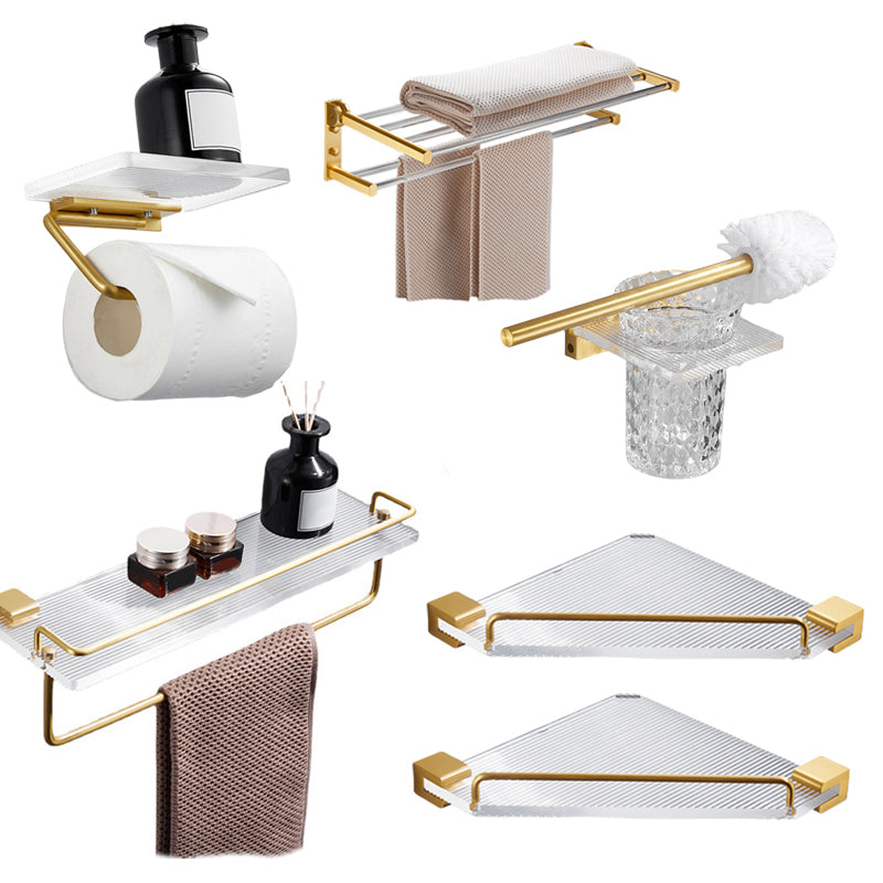 Modern Bathroom Hardware Towel Bar Bath Shelf Bathroom Accessory Kit 6-Piece Set (Triangular Bath Shelf) Clearhalo 'Bathroom Hardware Sets' 'Bathroom Hardware' 'Bathroom Remodel & Bathroom Fixtures' 'bathroom_hardware_sets' 'Home Improvement' 'home_improvement' 'home_improvement_bathroom_hardware_sets' 6550633