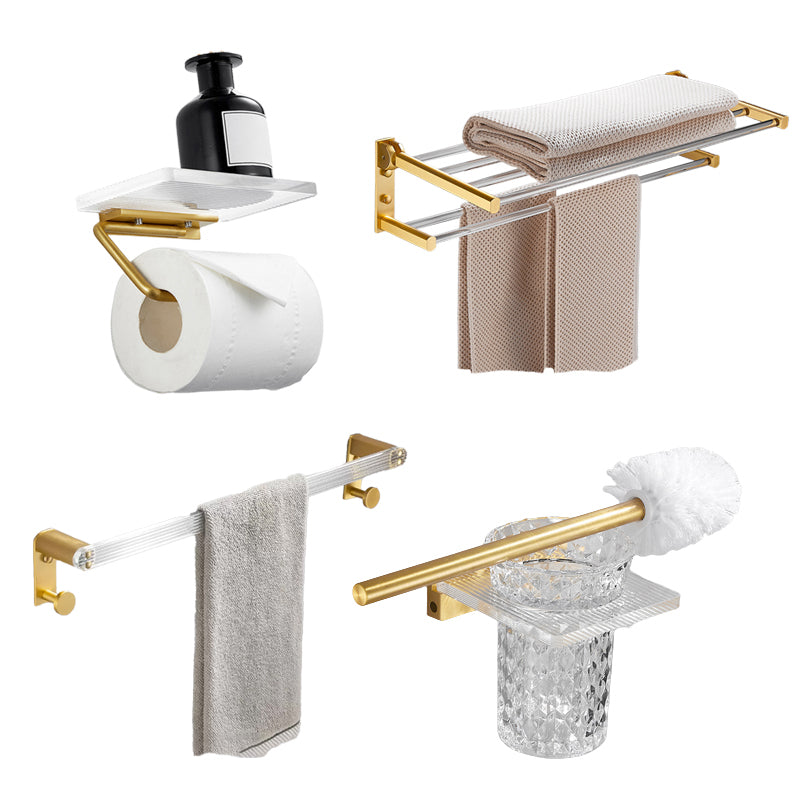 Modern Bathroom Hardware Towel Bar Bath Shelf Bathroom Accessory Kit 4-Piece Set(Single Rod) Clearhalo 'Bathroom Hardware Sets' 'Bathroom Hardware' 'Bathroom Remodel & Bathroom Fixtures' 'bathroom_hardware_sets' 'Home Improvement' 'home_improvement' 'home_improvement_bathroom_hardware_sets' 6550636