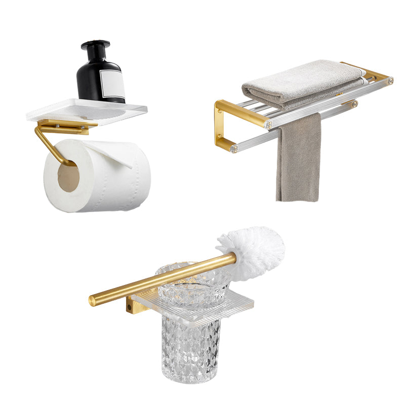 Modern Bathroom Hardware Towel Bar Bath Shelf Bathroom Accessory Kit 3-Piece Set (Toilet Brush) Clearhalo 'Bathroom Hardware Sets' 'Bathroom Hardware' 'Bathroom Remodel & Bathroom Fixtures' 'bathroom_hardware_sets' 'Home Improvement' 'home_improvement' 'home_improvement_bathroom_hardware_sets' 6550643