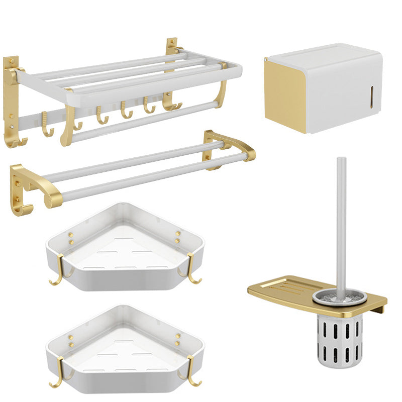 Modern Bath Hardware Set Bath Shelf Towel Bar Bathroom Accessories Hardware Set 6-Piece Set (Toilet Brush) Clearhalo 'Bathroom Hardware Sets' 'Bathroom Hardware' 'Bathroom Remodel & Bathroom Fixtures' 'bathroom_hardware_sets' 'Home Improvement' 'home_improvement' 'home_improvement_bathroom_hardware_sets' 6550662