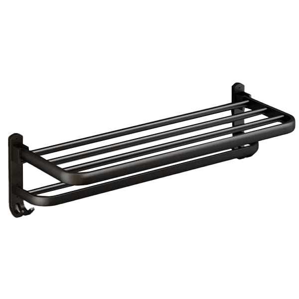 Classic Bath Hardware Set in Aluminum Black Finish Robe Hooks/ Towel Bar Clearhalo 'Bathroom Hardware Sets' 'Bathroom Hardware' 'Bathroom Remodel & Bathroom Fixtures' 'bathroom_hardware_sets' 'Home Improvement' 'home_improvement' 'home_improvement_bathroom_hardware_sets' 6550738