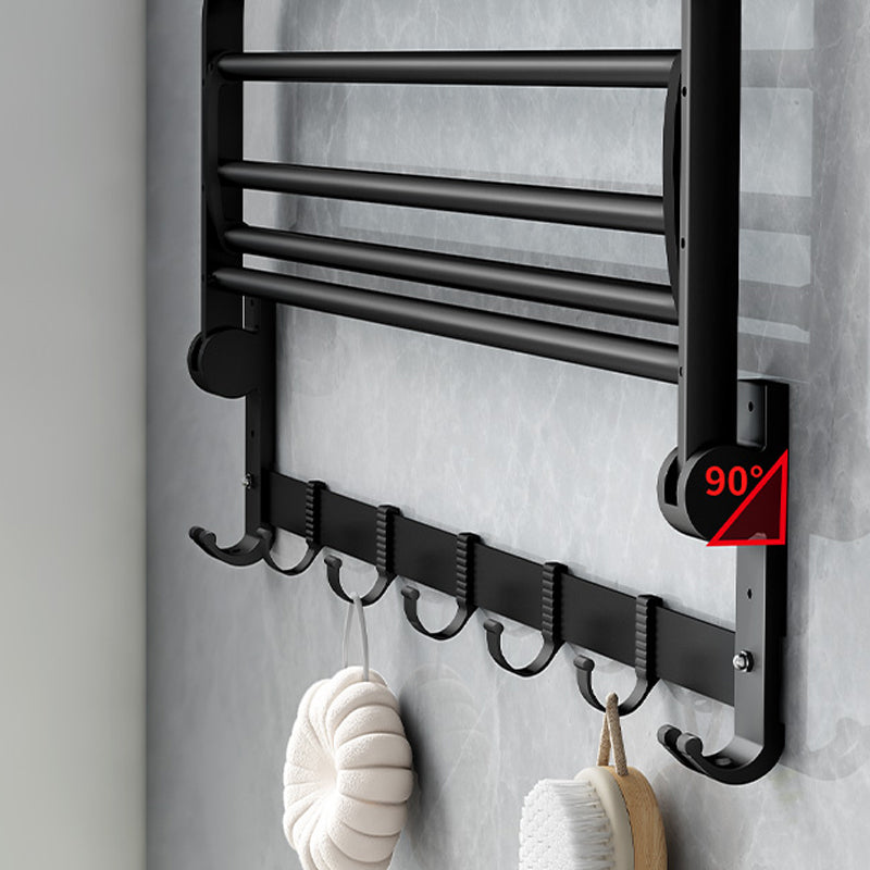 Classic Bath Hardware Set in Aluminum Black Finish Robe Hooks/ Towel Bar Clearhalo 'Bathroom Hardware Sets' 'Bathroom Hardware' 'Bathroom Remodel & Bathroom Fixtures' 'bathroom_hardware_sets' 'Home Improvement' 'home_improvement' 'home_improvement_bathroom_hardware_sets' 6550746