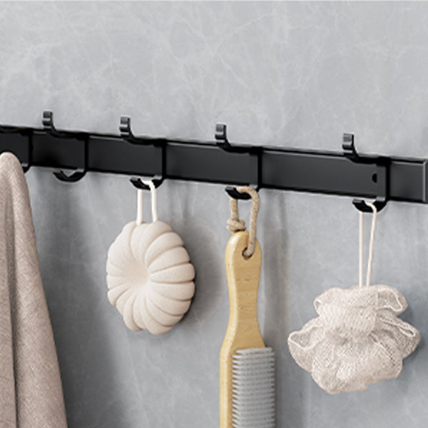 Classic Bath Hardware Set in Aluminum Black Finish Robe Hooks/ Towel Bar Clearhalo 'Bathroom Hardware Sets' 'Bathroom Hardware' 'Bathroom Remodel & Bathroom Fixtures' 'bathroom_hardware_sets' 'Home Improvement' 'home_improvement' 'home_improvement_bathroom_hardware_sets' 6550757