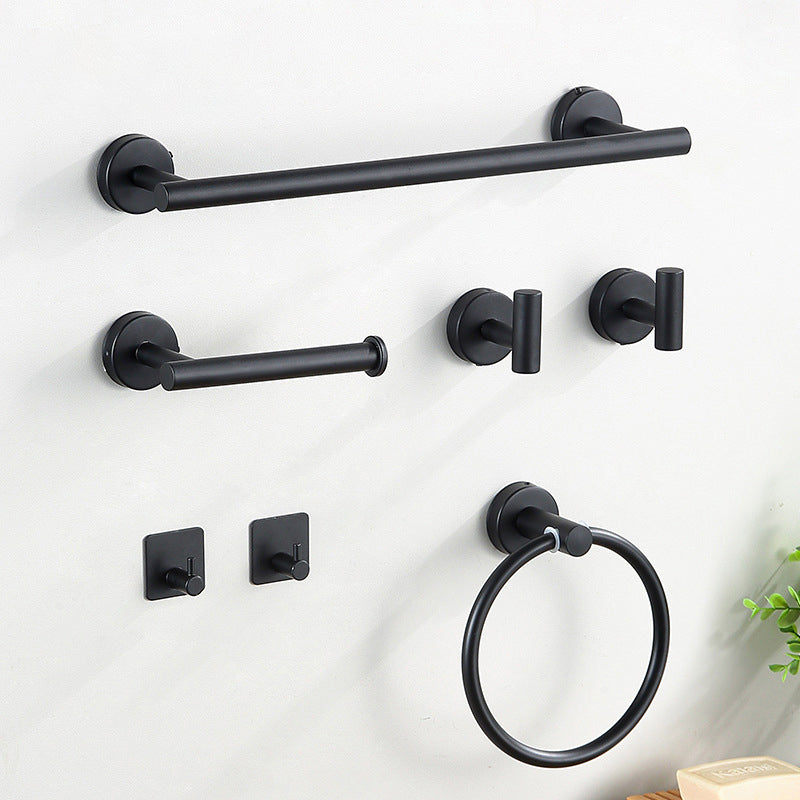 Modern Stainless Steel Bathroom Hardware Set Brushed Chrome Towel Bar/Ring & Robe Hooks Clearhalo 'Bathroom Hardware Sets' 'Bathroom Hardware' 'Bathroom Remodel & Bathroom Fixtures' 'bathroom_hardware_sets' 'Home Improvement' 'home_improvement' 'home_improvement_bathroom_hardware_sets' 6550780