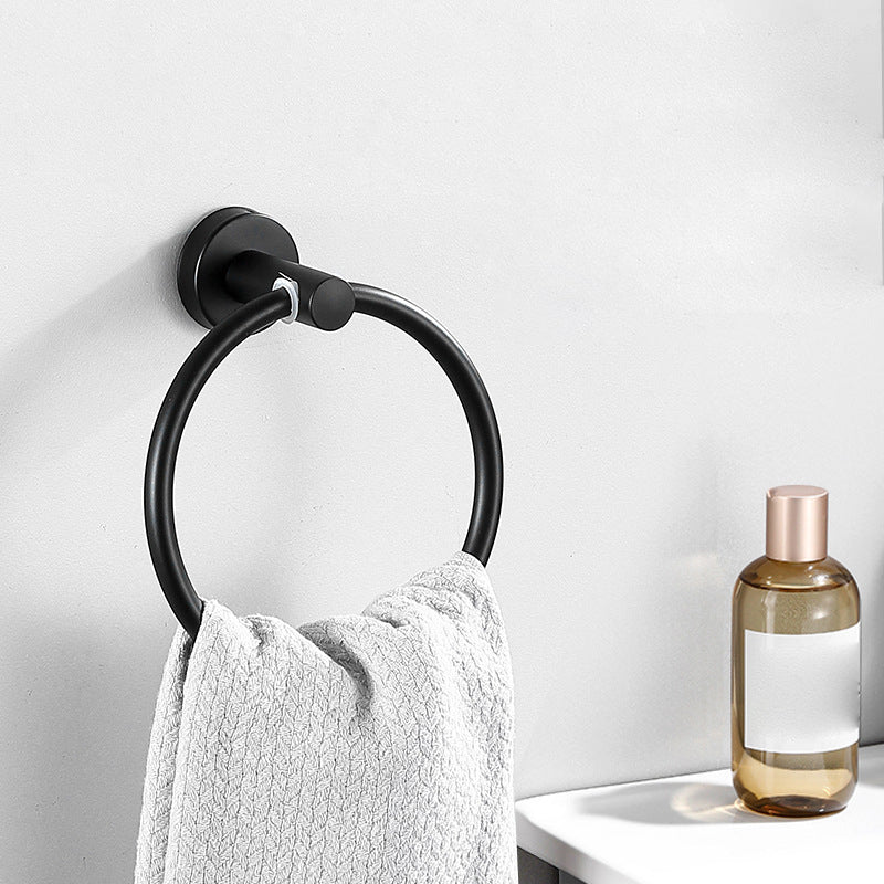 Modern Stainless Steel Bathroom Hardware Set Brushed Chrome Towel Bar/Ring & Robe Hooks Clearhalo 'Bathroom Hardware Sets' 'Bathroom Hardware' 'Bathroom Remodel & Bathroom Fixtures' 'bathroom_hardware_sets' 'Home Improvement' 'home_improvement' 'home_improvement_bathroom_hardware_sets' 6550782