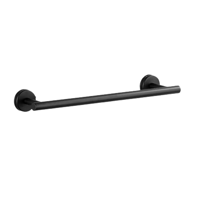 Modern Stainless Steel Bathroom Hardware Set Brushed Chrome Towel Bar/Ring & Robe Hooks Black Clearhalo 'Bathroom Hardware Sets' 'Bathroom Hardware' 'Bathroom Remodel & Bathroom Fixtures' 'bathroom_hardware_sets' 'Home Improvement' 'home_improvement' 'home_improvement_bathroom_hardware_sets' 6550791