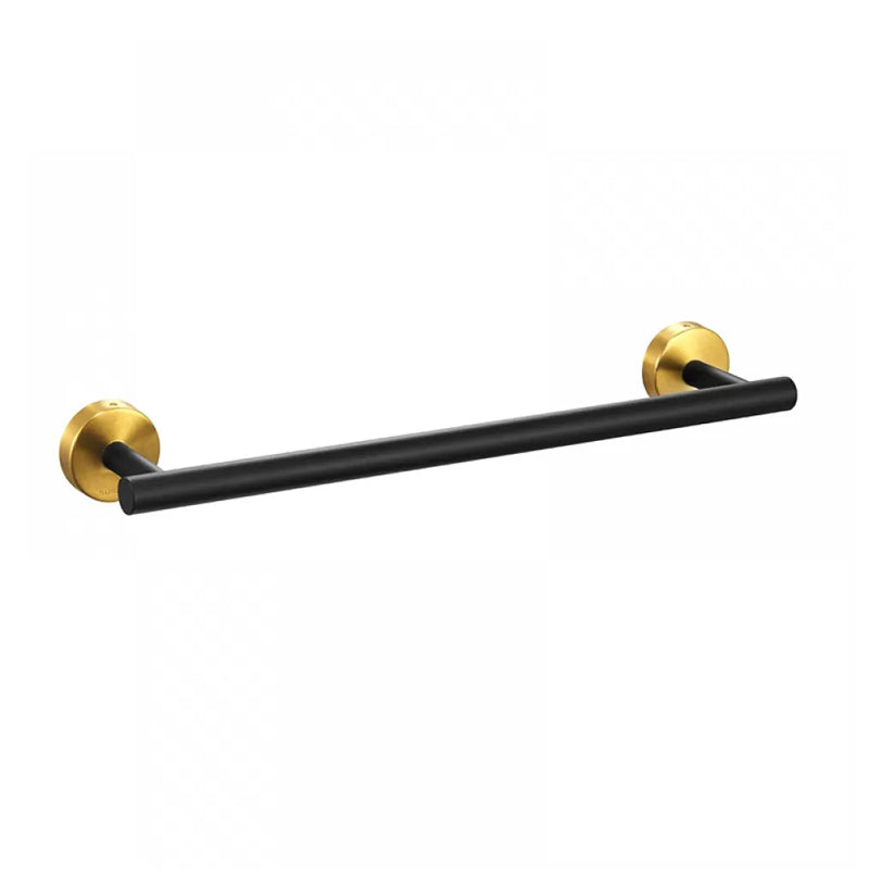 Modern Stainless Steel Bathroom Hardware Set Brushed Chrome Towel Bar/Ring & Robe Hooks Black/ Gold Towel Bar (16"L ) Clearhalo 'Bathroom Hardware Sets' 'Bathroom Hardware' 'Bathroom Remodel & Bathroom Fixtures' 'bathroom_hardware_sets' 'Home Improvement' 'home_improvement' 'home_improvement_bathroom_hardware_sets' 6550794