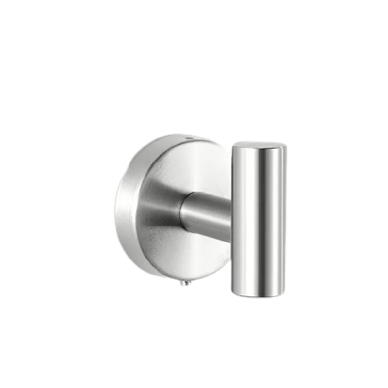 Modern Stainless Steel Bathroom Hardware Set Brushed Chrome Towel Bar/Ring & Robe Hooks Silver Towel/Robe Hook (Round) Clearhalo 'Bathroom Hardware Sets' 'Bathroom Hardware' 'Bathroom Remodel & Bathroom Fixtures' 'bathroom_hardware_sets' 'Home Improvement' 'home_improvement' 'home_improvement_bathroom_hardware_sets' 6550799