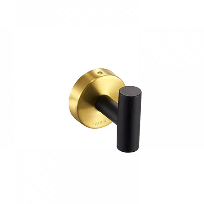 Modern Stainless Steel Bathroom Hardware Set Brushed Chrome Towel Bar/Ring & Robe Hooks Black/ Gold Towel/Robe Hook (Round) Clearhalo 'Bathroom Hardware Sets' 'Bathroom Hardware' 'Bathroom Remodel & Bathroom Fixtures' 'bathroom_hardware_sets' 'Home Improvement' 'home_improvement' 'home_improvement_bathroom_hardware_sets' 6550801