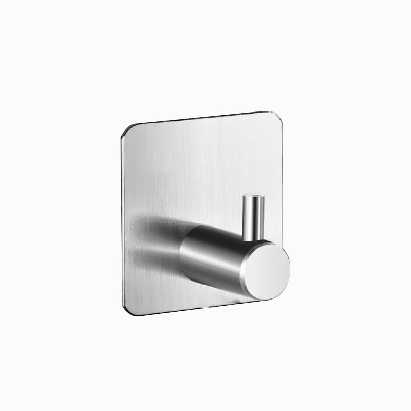 Modern Stainless Steel Bathroom Hardware Set Brushed Chrome Towel Bar/Ring & Robe Hooks Silver SquareSingle Hook (Vertical) Clearhalo 'Bathroom Hardware Sets' 'Bathroom Hardware' 'Bathroom Remodel & Bathroom Fixtures' 'bathroom_hardware_sets' 'Home Improvement' 'home_improvement' 'home_improvement_bathroom_hardware_sets' 6550811